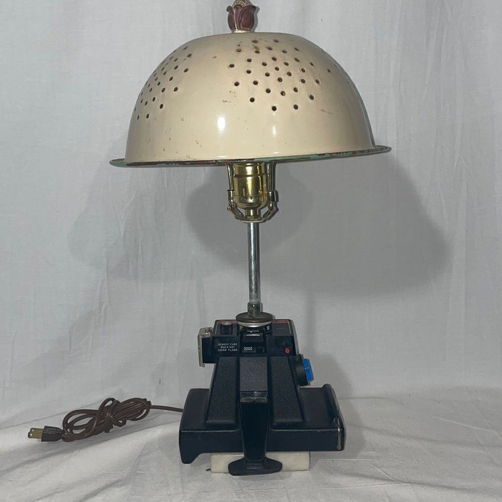 Vintage Polaroid camera lamp